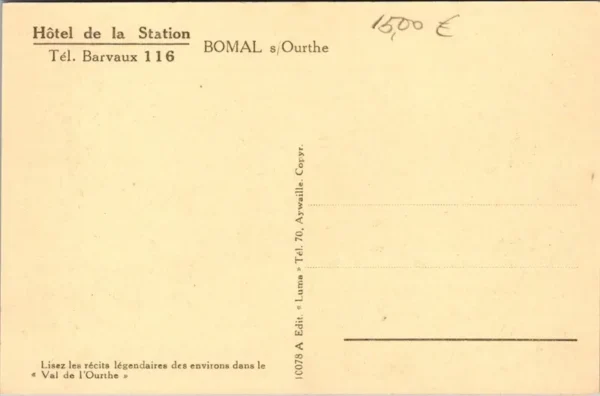 L'Hotel de la Station á Bomal, Tabac Hubert, Vallée de l'Ourthe