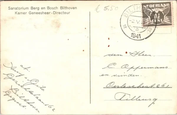 Bilthoven, Sanatorium Berg en Bosch, Kamer Directeur 1941 (UT)