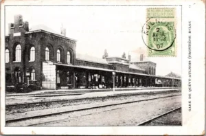 La Gare/De statie, Aulnois-Quévy - La frontière 1907