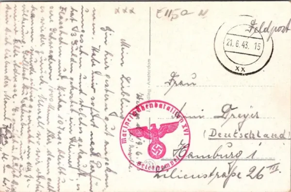 Zwolle, Kamperstraat 1943 (Feldpost Stempel)
