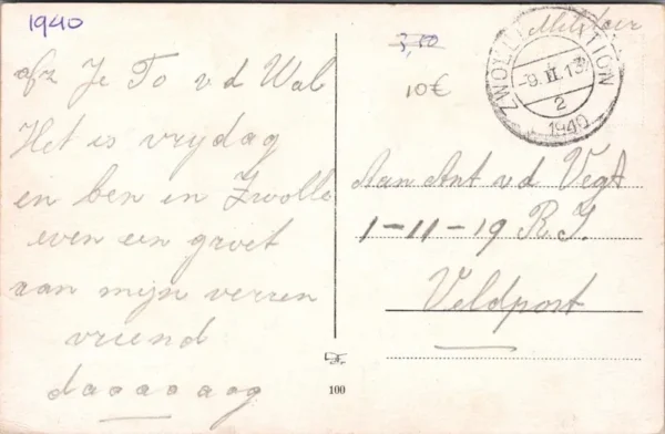 Zwolle, Nieuwe Haven 9-luik 1940 (Feldpost)