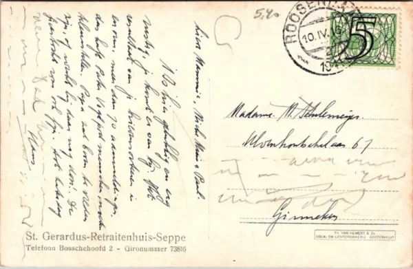 Seppe, St. Gerardus-Retraitenhuis, Gezicht op de Kapel 1941 (NB)