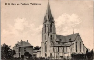 Veldhoven, R,K. Kerk en pastorie 1917 (Militaire Feldpost) (NB)