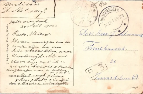 Hilvarenbeek, Marktplein, Militair (Feldpost) 1914 (NB)