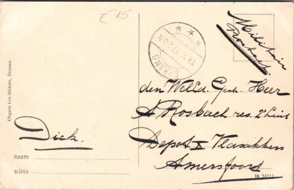 Sprang-Capelle, N.H. Kerk, Groote Straat 1917 Militair, Feldpost (NB)