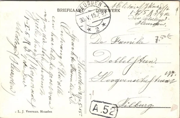 Heusden, Stadhuis, Militaire Feldpost 1915 (NB)
