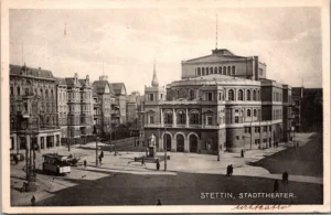 Szczecin Stettin Pommern, Stadttheater, Tram 1930