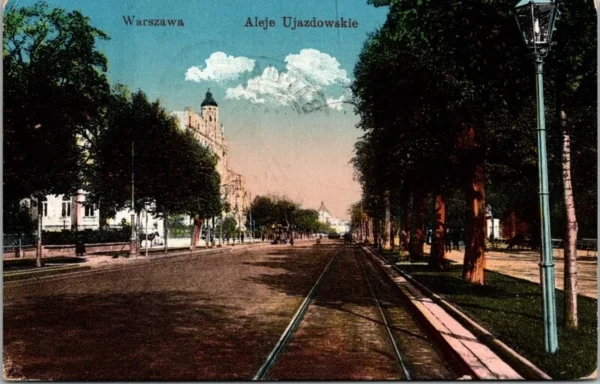 Warszawa, Aleje Ujazdowskie, Tramway 1913