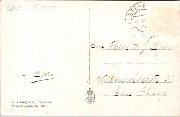 Halsteren, Dorpzicht op oude kerk en raadhuis (NB)