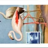 Ivogels_011 Roze Steltzwaan / Greater Flamingo (stamp) – Nº 218 – (KBIN / IRSNB)